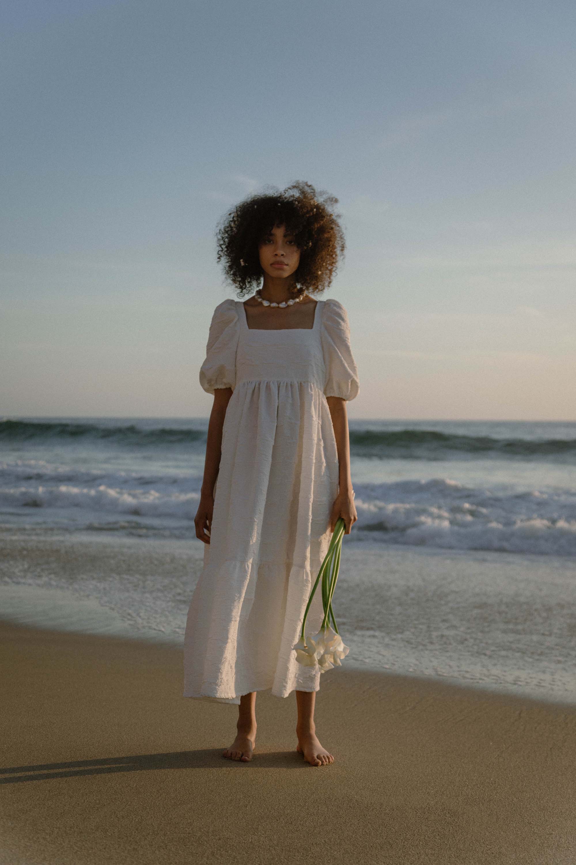 Serenity Puff Dress in Crinkle Crepe - Image 4