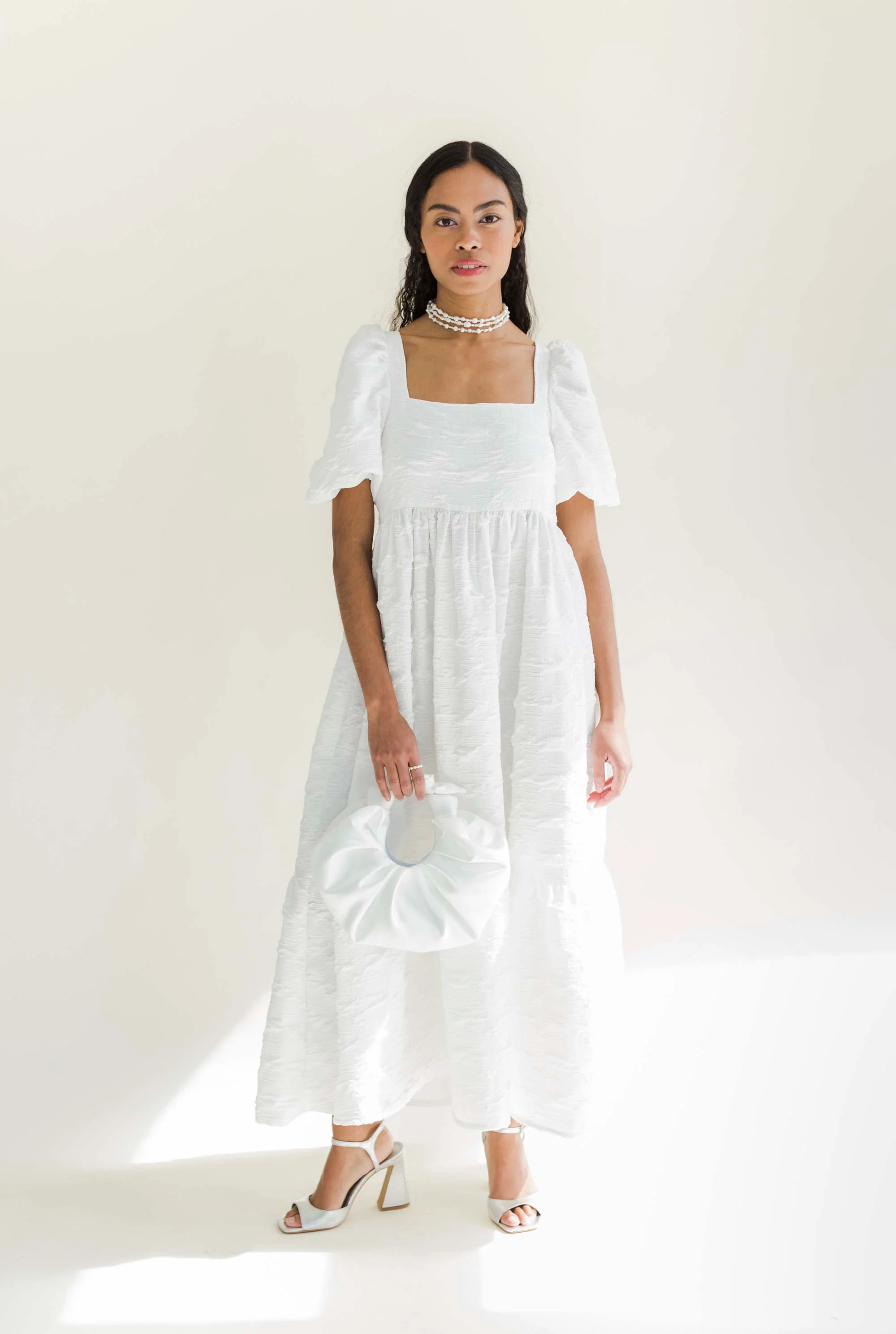 Serenity Puff Dress in Crinkle Crepe - Image 6