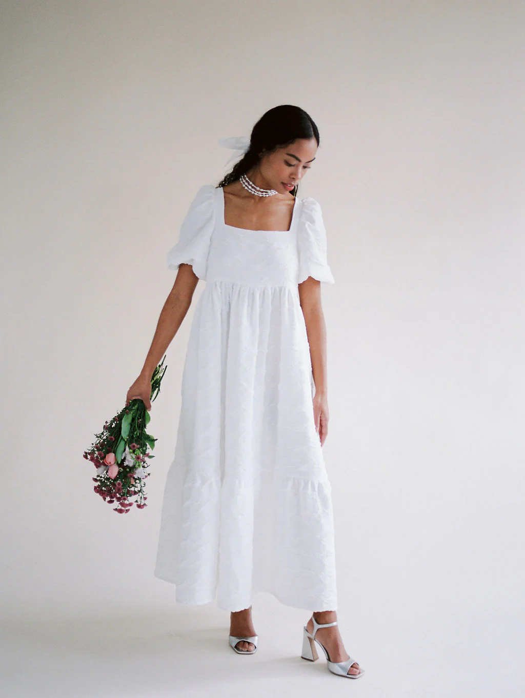 Serenity Puff Dress in Crinkle Crepe - Image 7